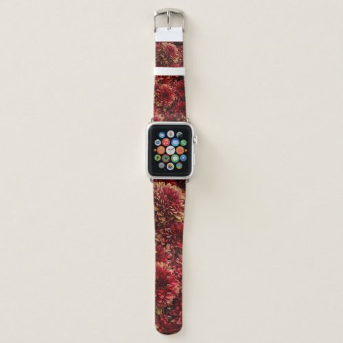Moody Dahlia Flowers Dark Texture Apple Watch Band