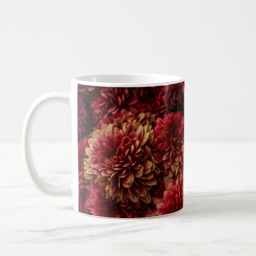 Moody Dahlia Flowers Dark Texture Coffee Mug