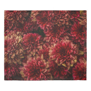 Moody Dahlia Flowers Dark Texture Duvet Cover
