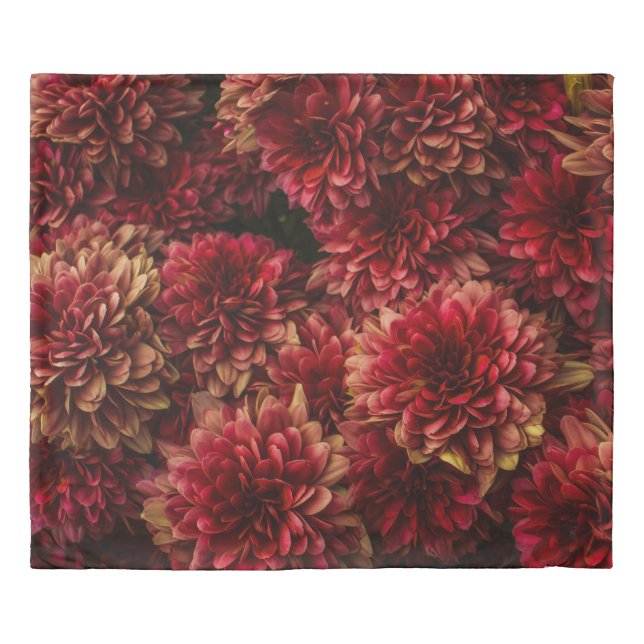 Moody Dahlia Flowers Dark Texture Duvet Cover (Front)