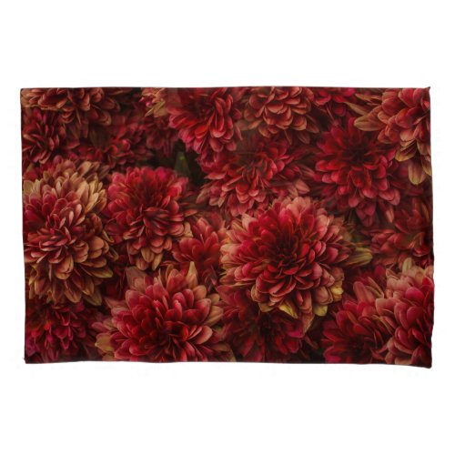 Moody Dahlia Flowers Dark Texture Pillow Case