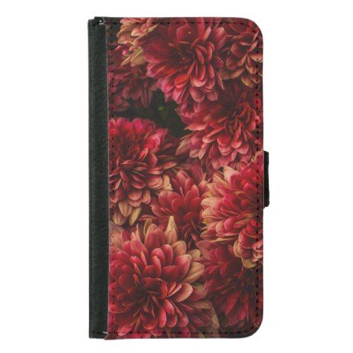 Moody Dahlia Flowers Dark Texture Samsung Galaxy S5 Wallet Case