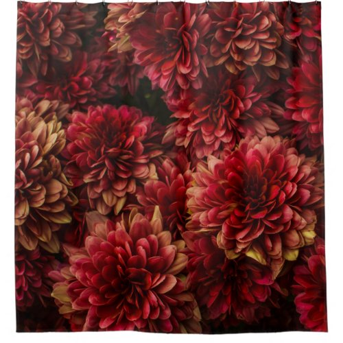 Moody Dahlia Flowers Dark Texture Shower Curtain