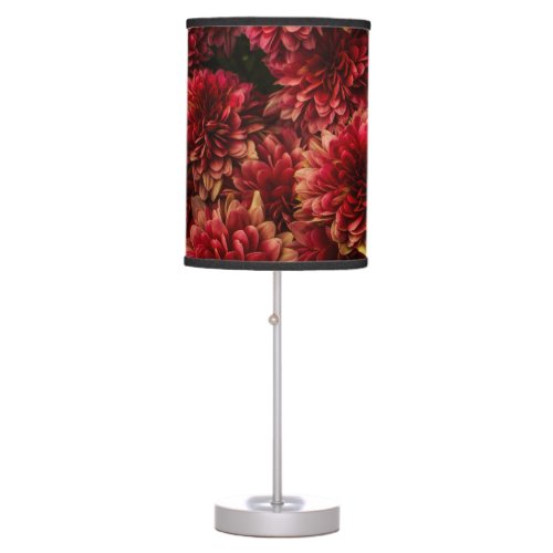 Moody Dahlia Flowers Dark Texture Table Lamp