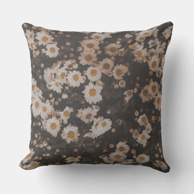 Moody Daisy Drift Throw Pillow (Front)