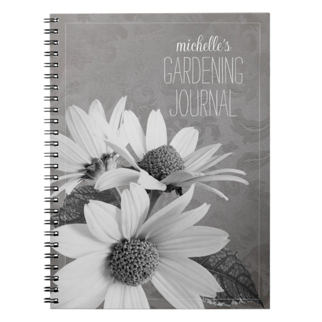 Moody Daisy Personalized Garden Journal Note Book (Front)