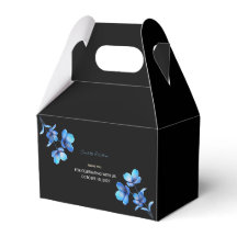 Moody Dark Blue Floral Elopement Favor Box