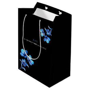 Moody Dark Blue Floral Elopement Favor Box Medium Gift Bag