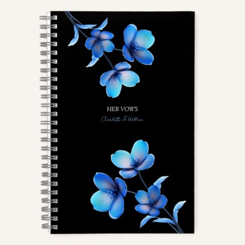 Moody Dark Blue Floral Elopement Vow Book