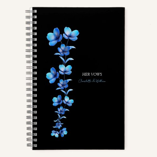 Moody Dark Blue Floral Elopement Vow Book