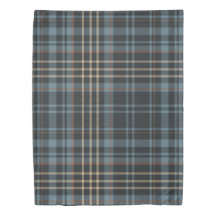 Moody Dark Blue Plaid Duvet Cover