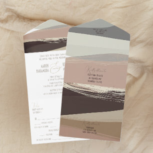 Moody Dark Brown Olive Bold an Edgy  Wedding All In One Invitation