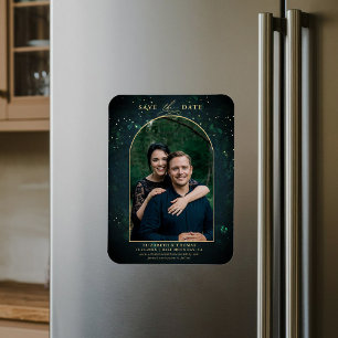 Moody Dark Enchanted Forest Arch Wedding Save Date Magnet