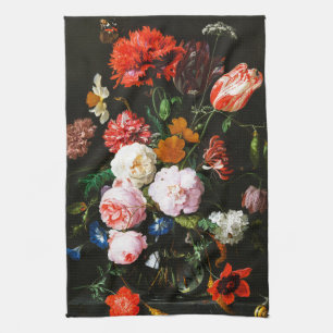 Moody Dark Floral Botanical Fine Art Print Kitchen Towel