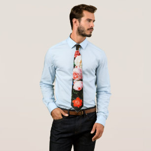 Moody Dark Floral Botanical Fine Art Print Neck Tie