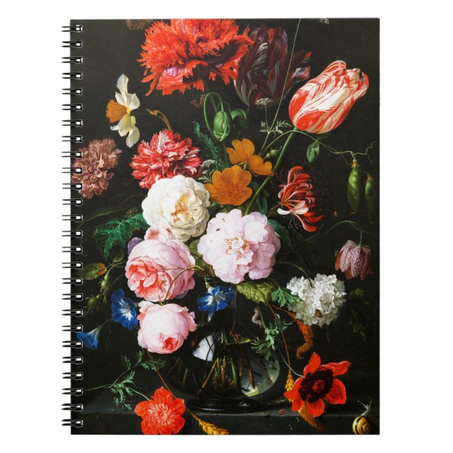Moody Dark Floral Botanical Fine Art Print Notebook (Front)