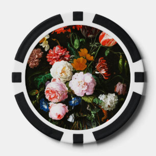 Moody Dark Floral Botanical Fine Art Print Poker Chips