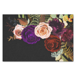 Moody Dark Floral Greenery Bold Color Chic Wedding Tissue Paper