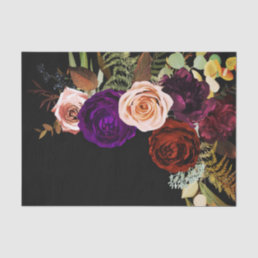 Moody Dark Floral Greenery Bold Color Chic Wedding Tissue Paper