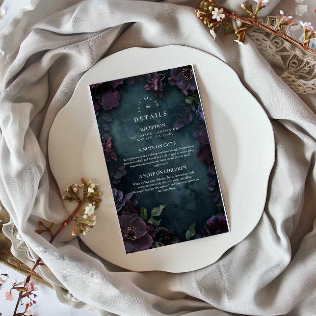 Moody Dark Floral Wedding Enclosure Card (Creator Uploaded)