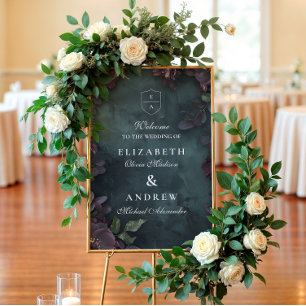 Moody Dark Floral Wedding Foam Board