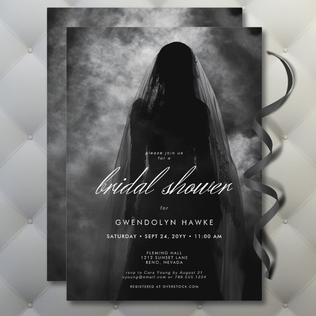 Moody Dark Ghost Bride in Mist Bridal Shower Invitation (Moody Dark Ghost Bride in Mist Bridal Shower Invitation)