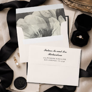 Moody Dark Ivory Floral Elegant Old Money Wedding Envelope