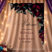 Moody Dark Magenta Floral Gothic Wedding Welcome