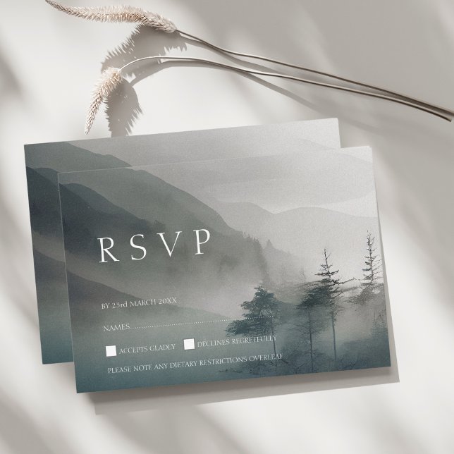 Moody Dark Mountain Woodland Wedding RSVP (Creator Uploaded)