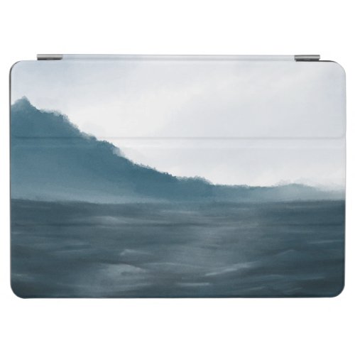 Moody Dark Ocean Waves Under Overcast Sky Painting iPad Air Cover
