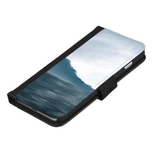 Moody Dark Ocean Waves Under Overcast Sky Painting iPhone 87 Plus Wallet Case