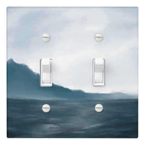 Moody Dark Ocean Waves Under Overcast Sky Painting Light Switch Cover