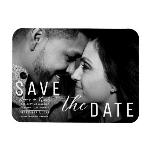 Moody Dark Overlay Photo Save the Date Wedding Magnet