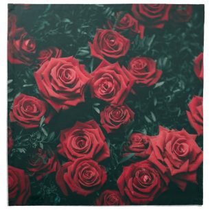 Moody Dark Red Roses Floral Pattern Background Cloth Napkin
