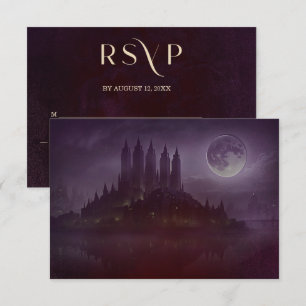 Moody Dark Romance Burgundy Velvet Wedding RSVP Card