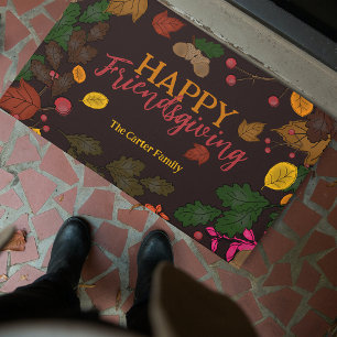 Moody Dark Rustic Fall Botanical Friendsgiving Doormat