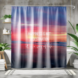Moody Dark Sunset Ocean View Quote Shower Curtain