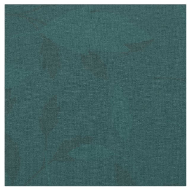 Moody Dark Teal Botanical Leaf Seamless Pattern Fabric (Close Up)