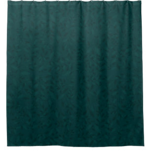 Moody Dark Teal Botanical Leaf Seamless Pattern Shower Curtain