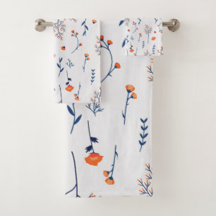 Moody Dark Victorian Botanical Floral Pattern Bath Towel Set