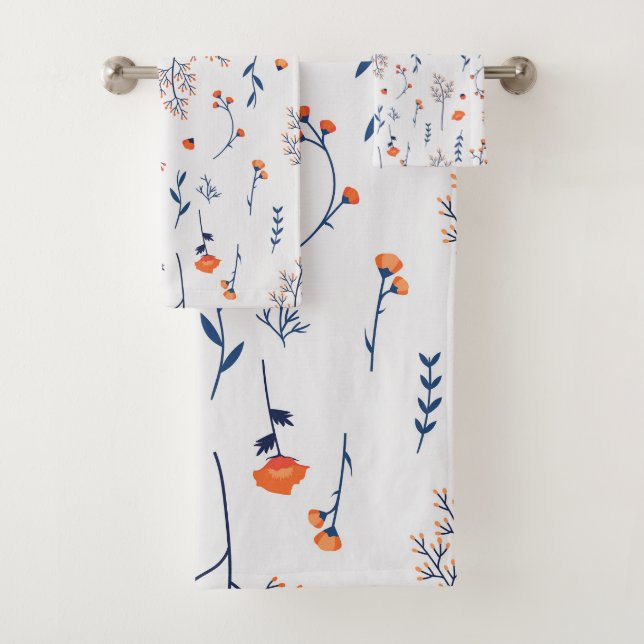 Moody Dark Victorian Botanical Floral Pattern Bath Towel Set (Insitu)
