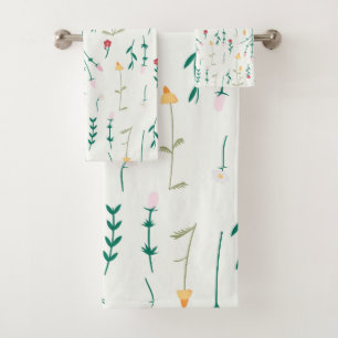 Moody Dark Victorian Botanical Floral Pattern Bath Towel Set