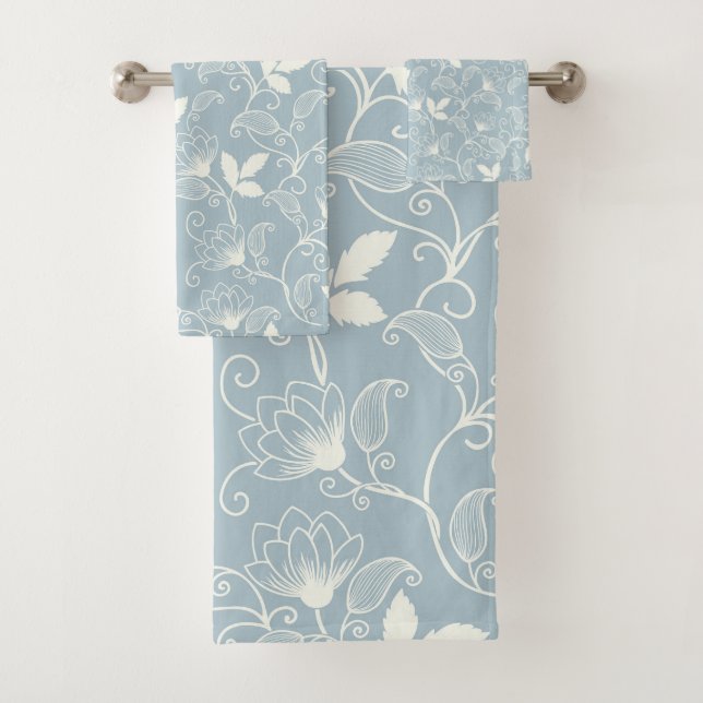 Moody Dark Victorian Botanical Floral Pattern Bath Towel Set (Insitu)