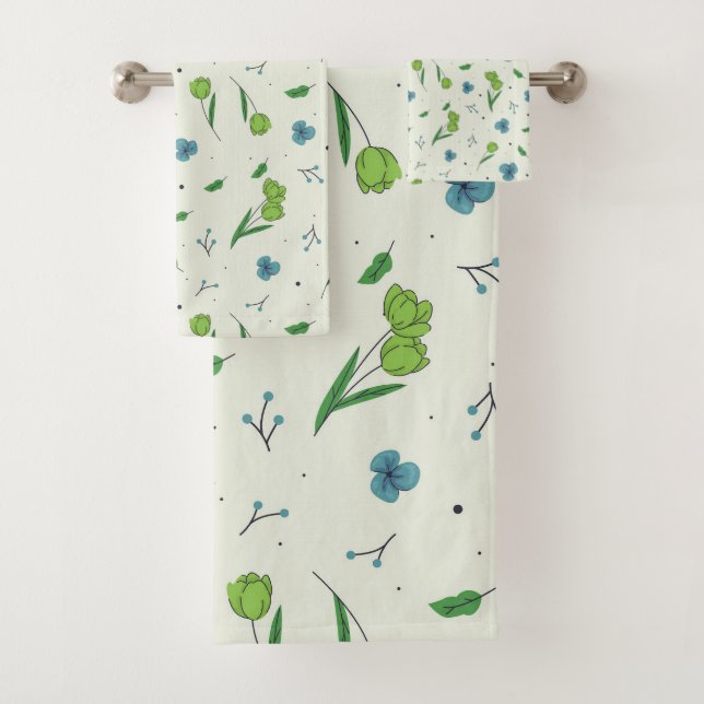 Moody Dark Victorian Botanical Floral Pattern Bath Towel Set (Insitu)
