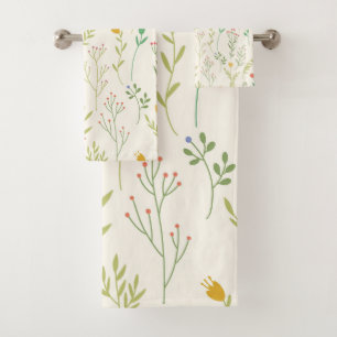 Moody Dark Victorian Botanical Floral Pattern Bath Towel Set