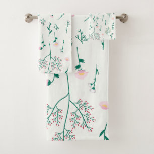 Moody Dark Victorian Botanical Floral Pattern Bath Towel Set