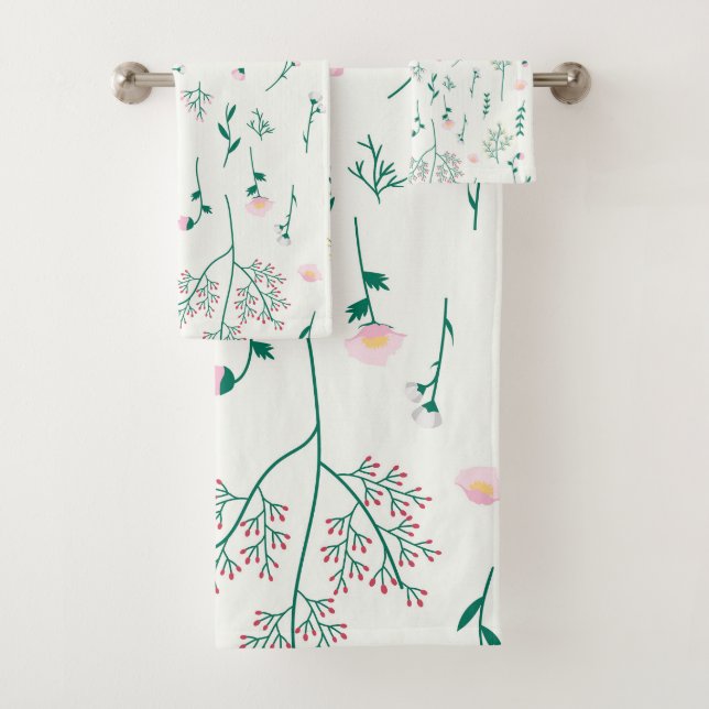 Moody Dark Victorian Botanical Floral Pattern Bath Towel Set (Insitu)