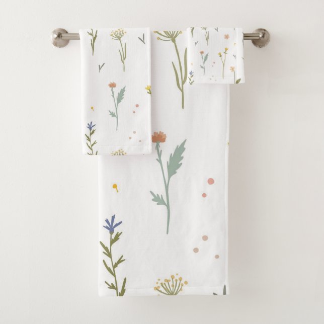 Moody Dark Victorian Botanical Floral Pattern Bath Towel Set (Insitu)