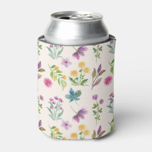 Moody Dark Victorian Botanical Floral Pattern Can Cooler