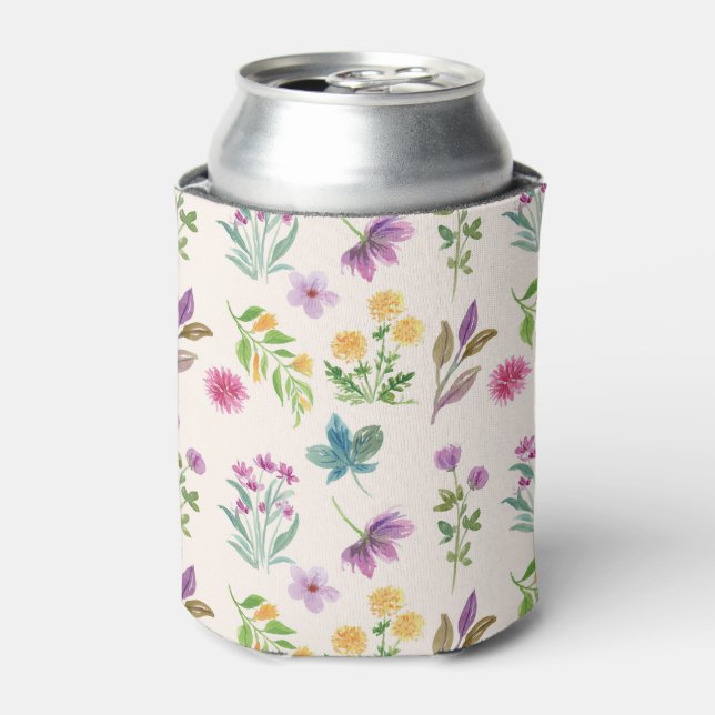 Moody Dark Victorian Botanical Floral Pattern Can Cooler (Can Front)